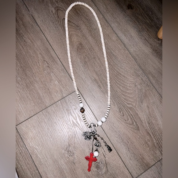 Love Heals Sterling silver and stone long cross necklace - Picture 3 of 4